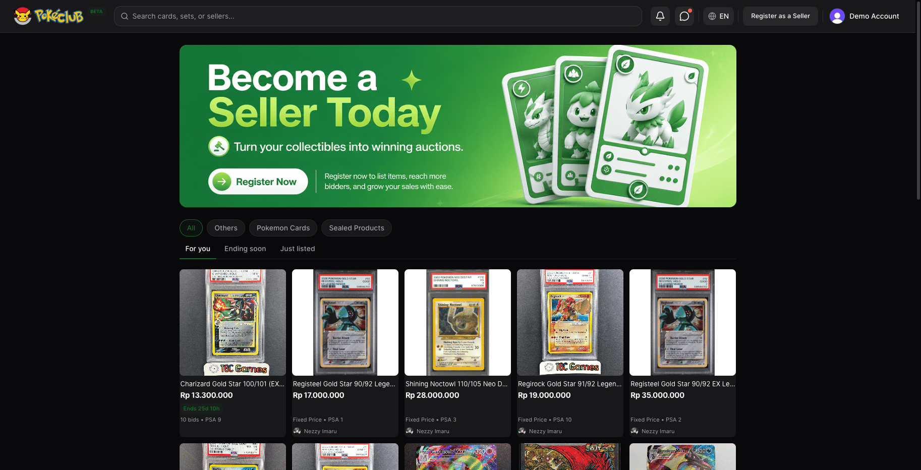 Marketplace web Poke Club