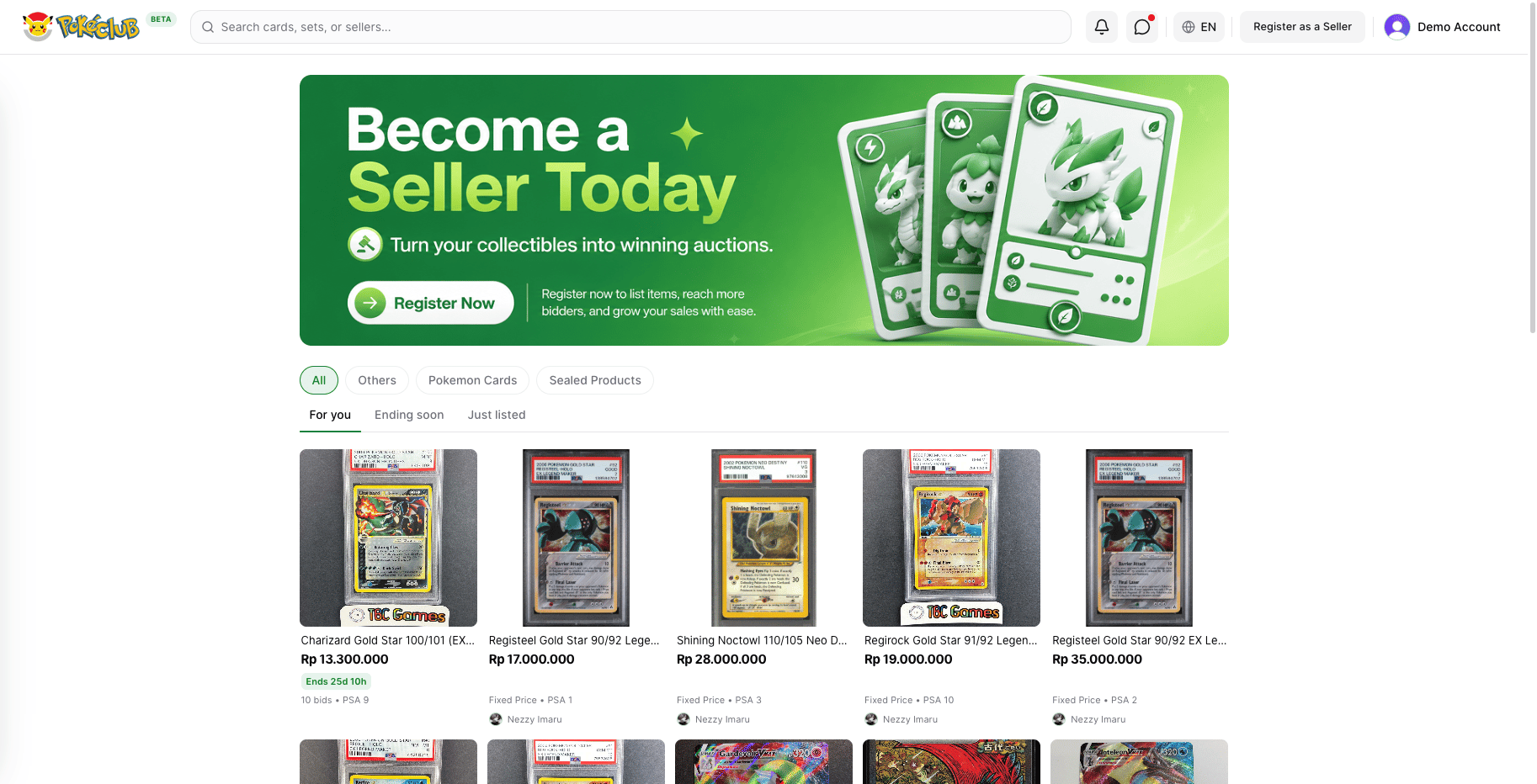 Marketplace web Poke Club